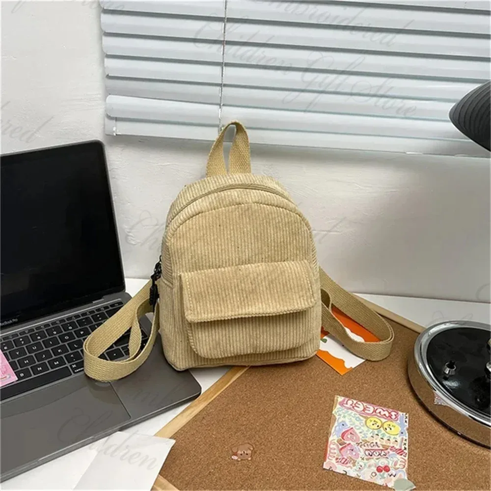 mini sac à dos en velours côtelé de couleur unie avec nom personnalisé pour filles, petit sac à dos personnalisé pour femmes, cadeau d'anniversaire