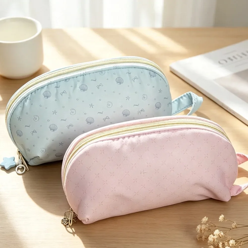 trousse à crayons en forme de coquille, sac de maquillage de grande capacité, sac de rangement multifonctionnel, pochette de rangement de voyage à fermeture éclair pour papeterie