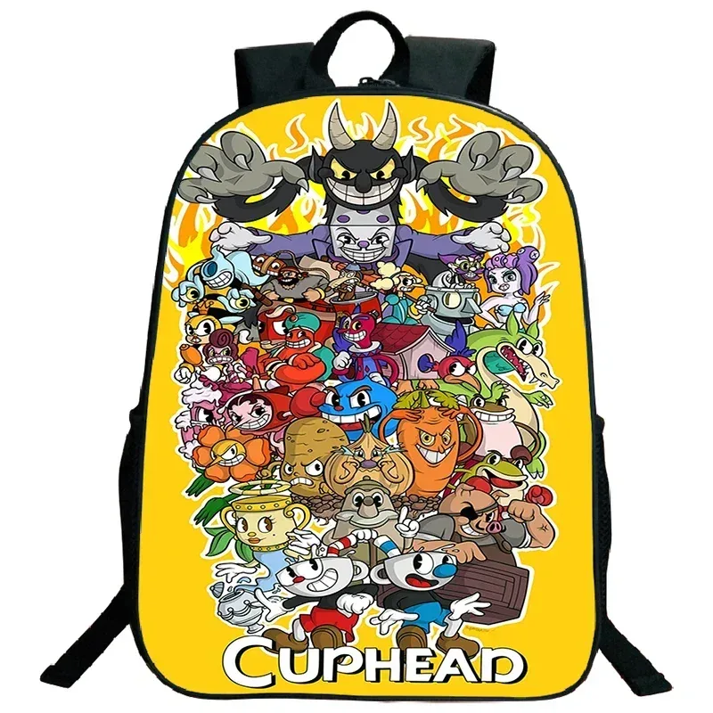 sacs de voyage, sacs d'école souples, sac à dos pour ordinateur portable, grande capacité, sac à dos imprimé cuphead pour garçons et filles, sac d'école cosplay pour étudiants