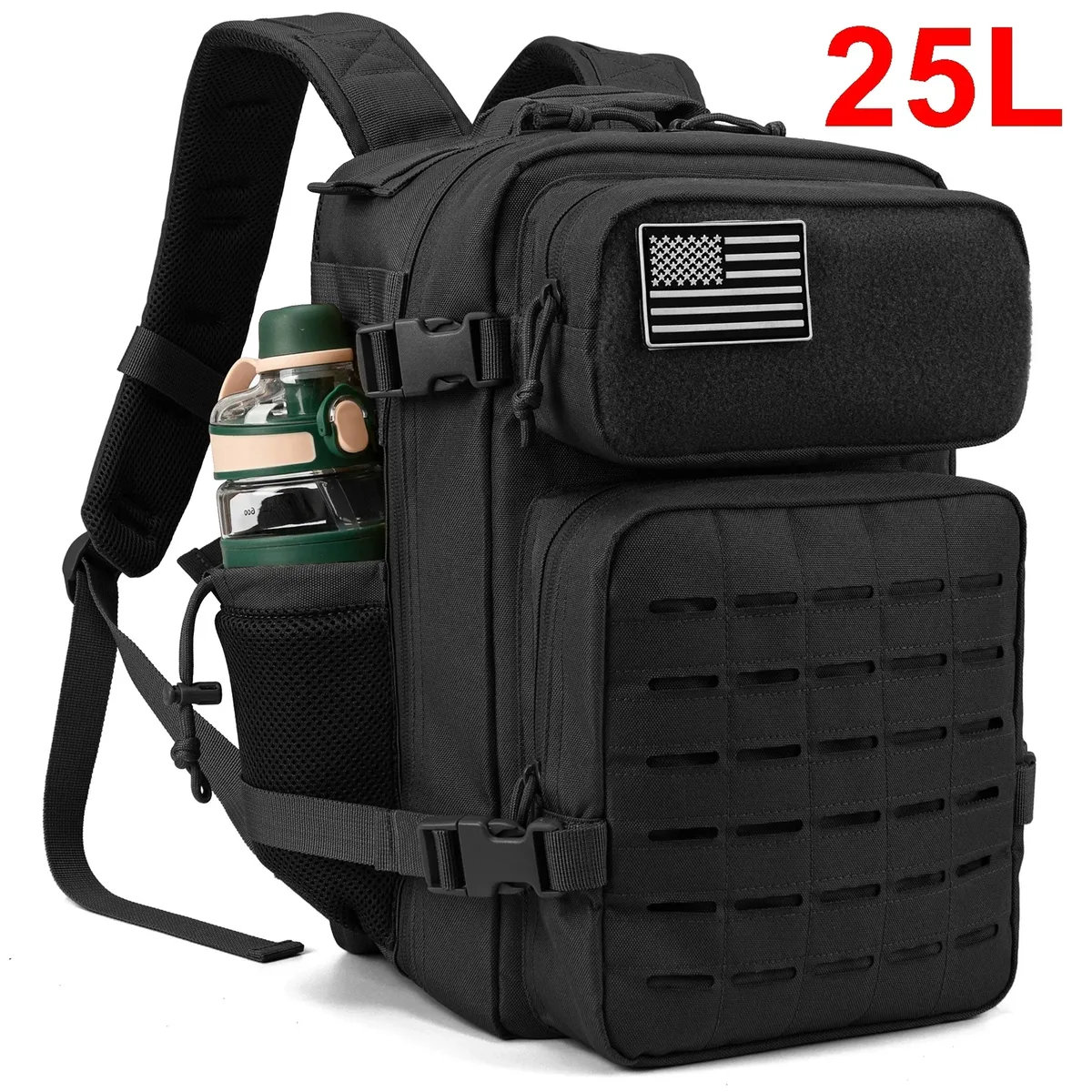 sac à dos tactique 25l/45l pour hommes et femmes, sac de survie en plein air, petit sac à dos d'école hking avec porte-bouteille