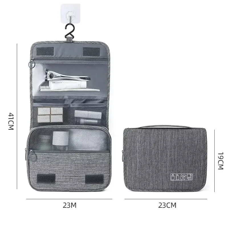sac de voyage suspendable pour cosmétiques, grande capacité, trousse de toilette portable, séparation sec/humide, pour hommes et femmes, voyages d'affaires et de loisirs en plein air.