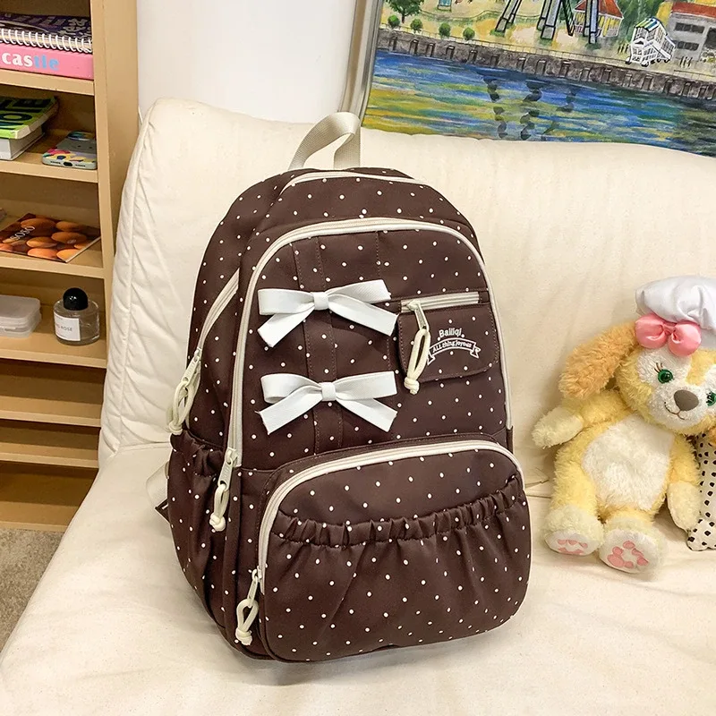 sac à dos coréen à pois grande capacité, décontracté, pour voyage, ordinateur portable, école, université, sac à livres simple pour étudiant