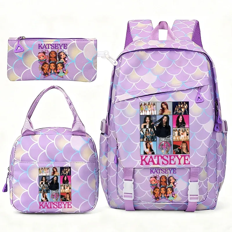 katseye musique sacs à dos pour filles garçons 3 pièces voyage haute capacité étudiants sacs d'école couleur fraîche ordinateur portable mochilas yk2
