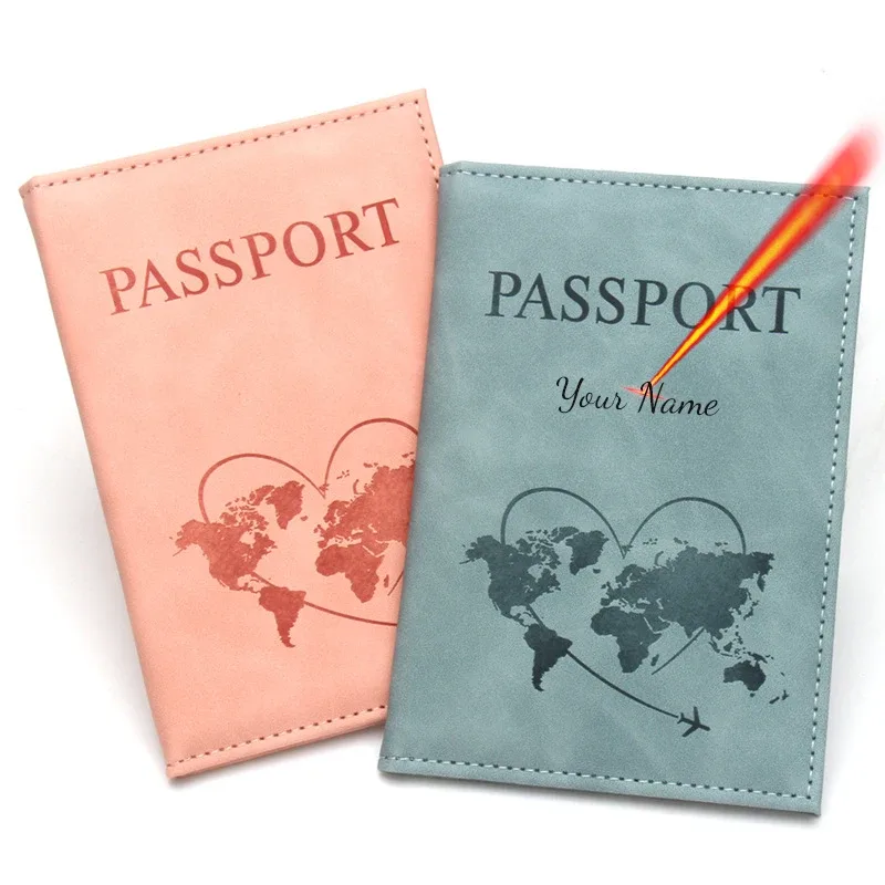 belle couverture de passeport de carte, portefeuille de voyage à la mode, organisateur de documents, passeport, nom personnalisé sur la protection du passeport