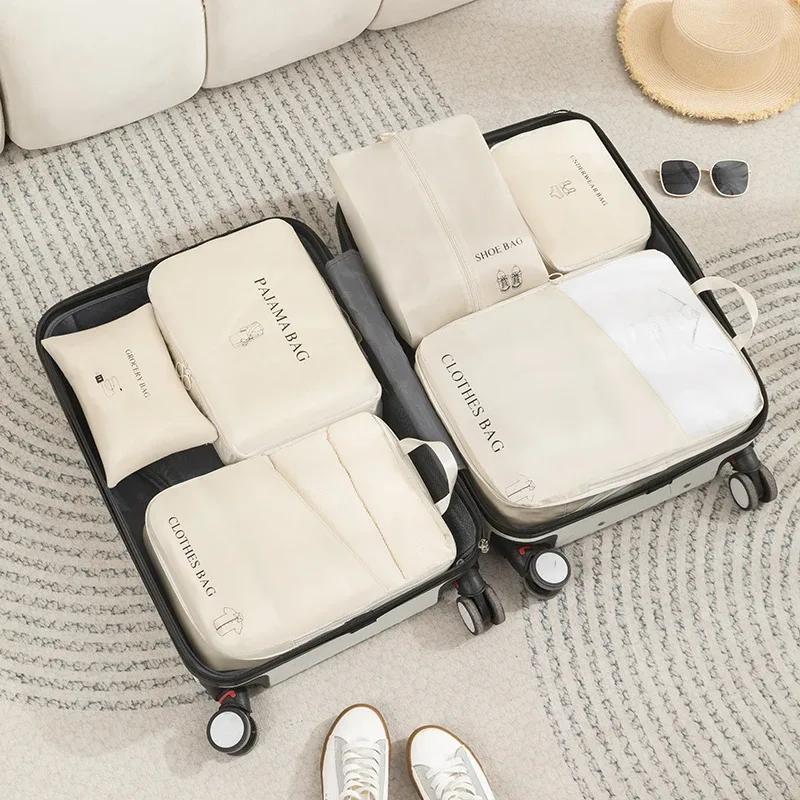 ensemble multi-pièces de voyage, sac à cosmétiques simple, rangement portable de grande capacité, étanche, résistant à l'humidité, résistant à la saleté, ensemble de rangement facile à entretenir, sac à cosmétiques pour vêtements compressé, peu encombrant, facile à utiliser, compartiment intime