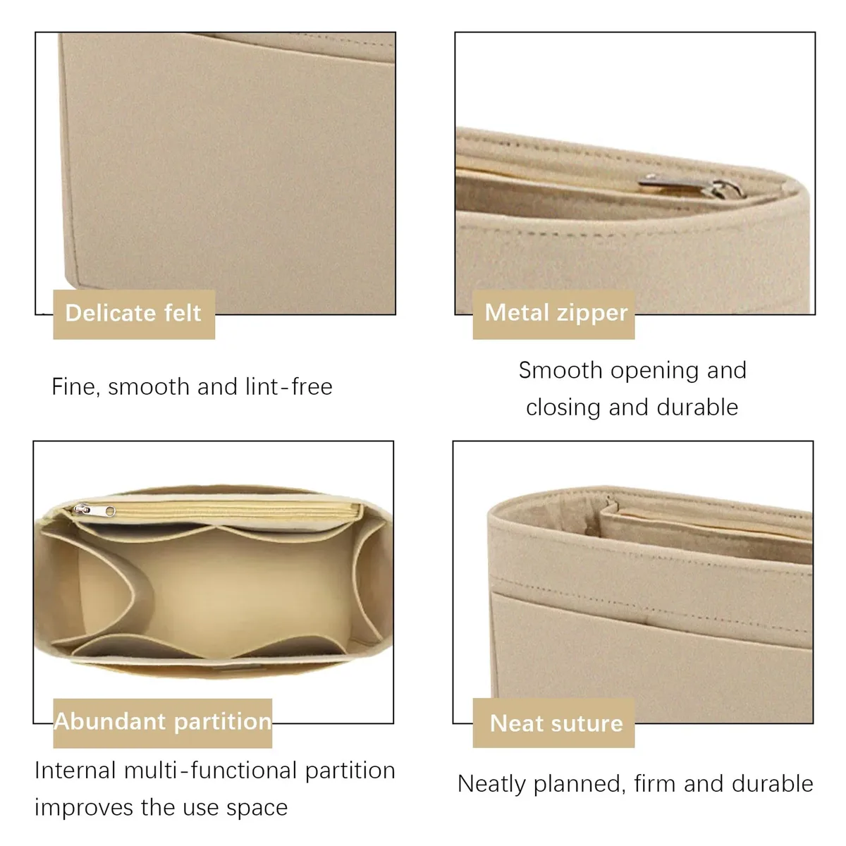 organisateur de sac en feutre avec plusieurs poches, insert pour sac à main et sac à dos, sac de rangement de maquillage de voyage