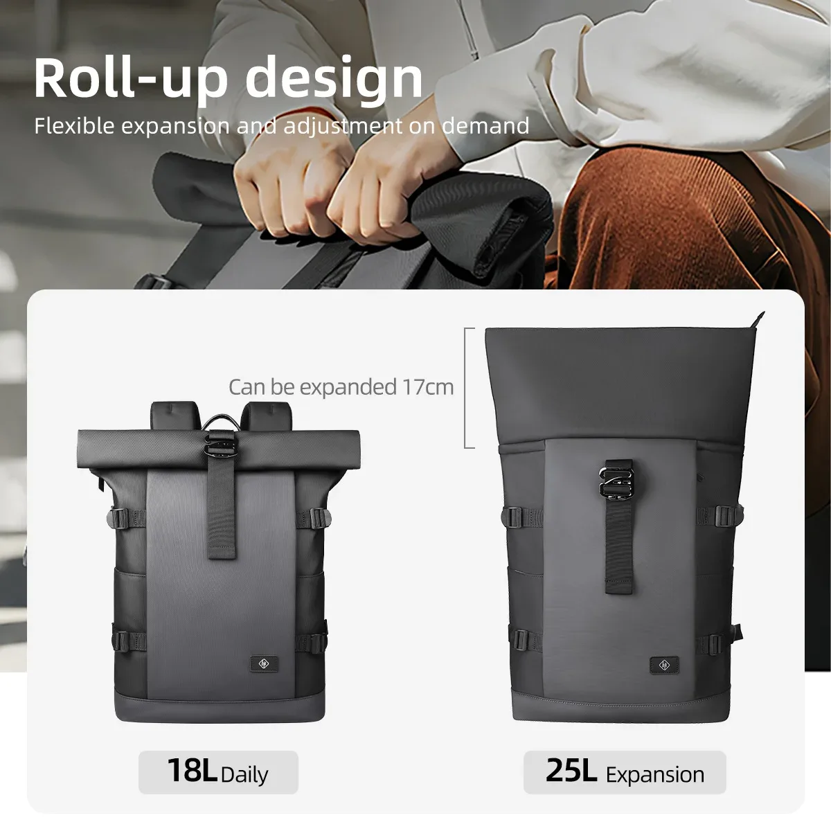 hk sac à dos étanche à roulettes pour hommes grande capacité extensible 17 pouces pochette d'ordinateur loisirs voyage sac à dos randonnée camping sacs