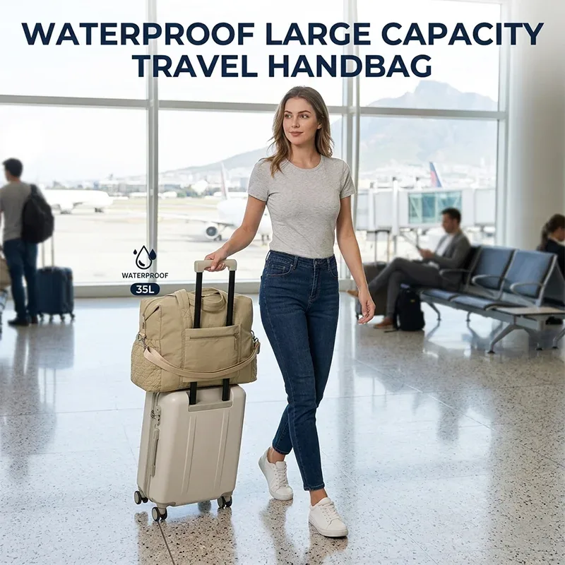 sac de voyage grande capacité pour femme, sac organisateur imperméable pour filles, sac à bandoulière pour essentiels d'avion, sac de voyage pour bagages
