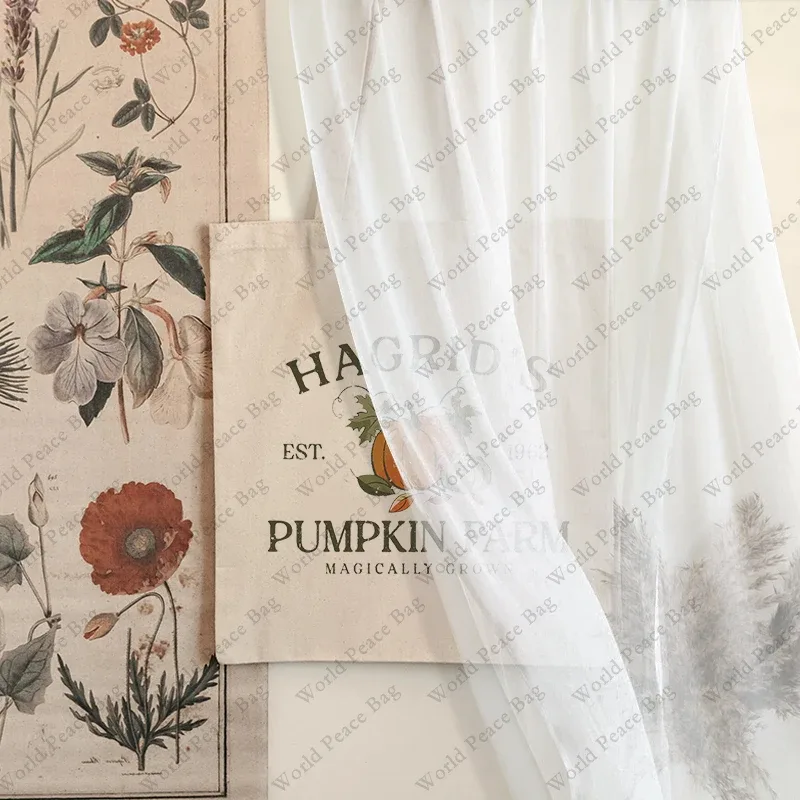 1 sac fourre-tout en toile à motif de ferme de citrouilles hagrid's est 1962, sac à bandoulière pour les voyages et les trajets quotidiens, sac de shopping réutilisable pour femmes