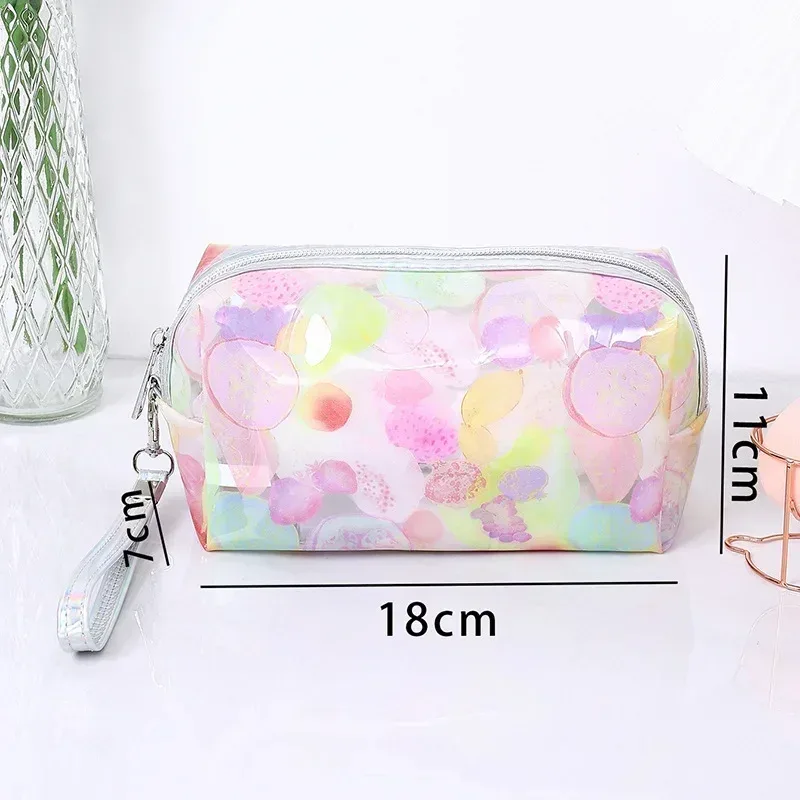 trousse de maquillage transparente étanche pour femmes et filles, trousse cosmétique de voyage, trousse de toilette, poudres transparentes, imprimé mignon, fleur d'avocat