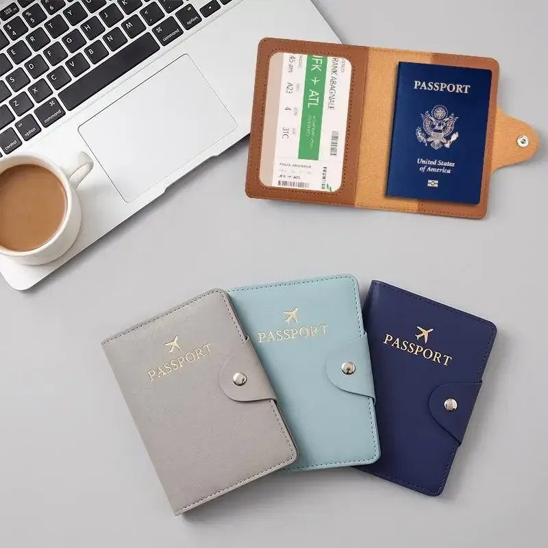 portefeuille organisateur de passeport en cuir pu avec fermeture à pression, multicolores, compagnon de voyage pour femme