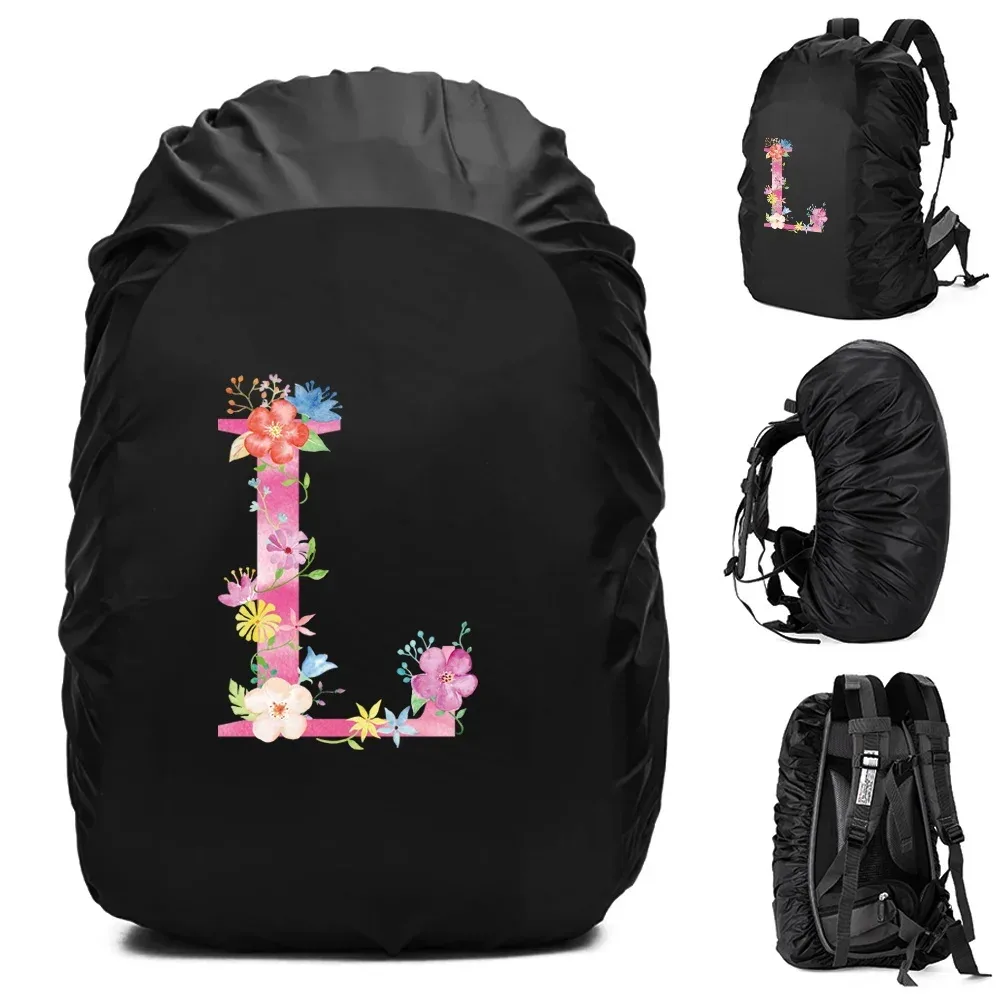 sac à dos étanche unisexe, housse de pluie, sac de camping en plein air, randonnée, escalade, sports, housse de pluie anti-poussière, imprimé lettre rose, 30l, 40l, 70l