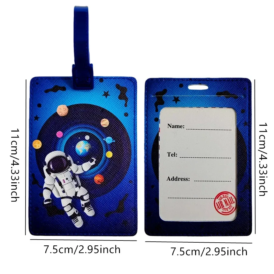 étiquette à bagages créative astronaute, accessoires de voyage, porte-adresse en pu pour valise, étiquette d'embarquement de haute qualité, étiquette portable