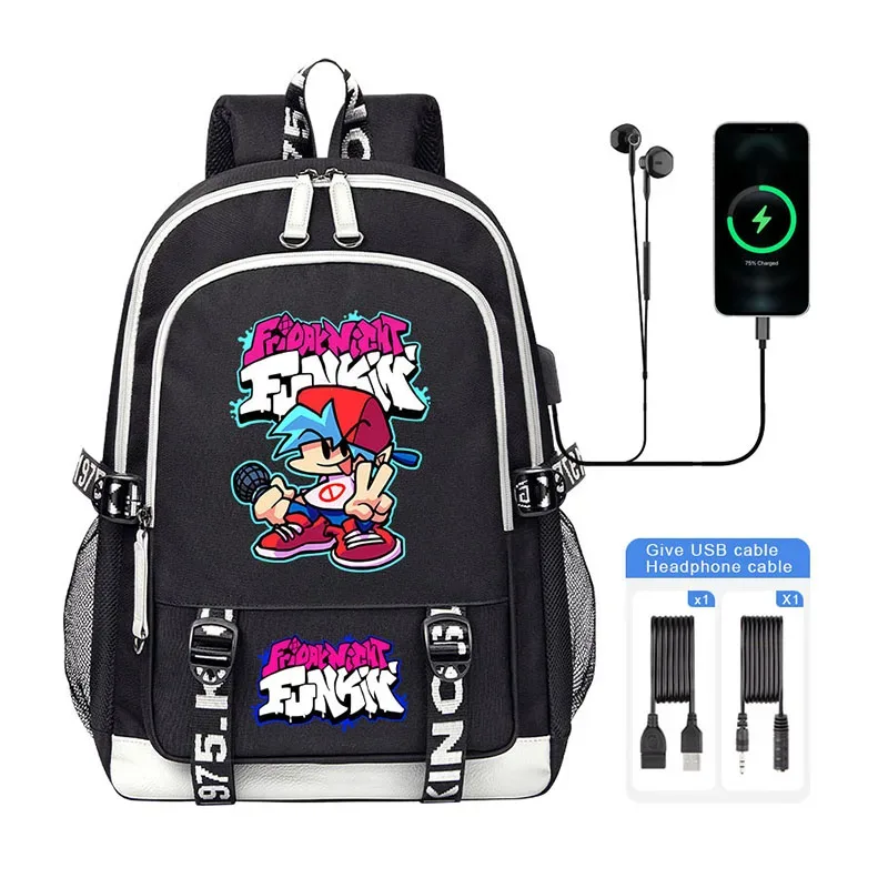 vendredi soir funkin enfants sac à dos haute qualité usb garçon fille sac d'école grande capacité hommes étudiants ordinateur portable sac à bandoulière