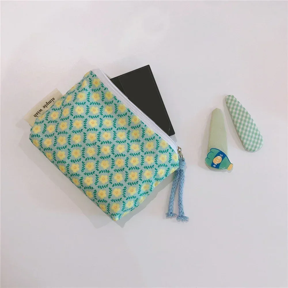 petit sac de maquillage cosmétique, mini sacs de rangement floraux en coton pour femmes, étui de maquillage pour rouge à lèvres, petit porte-monnaie pour enfants, pochette pour pièces de monnaie