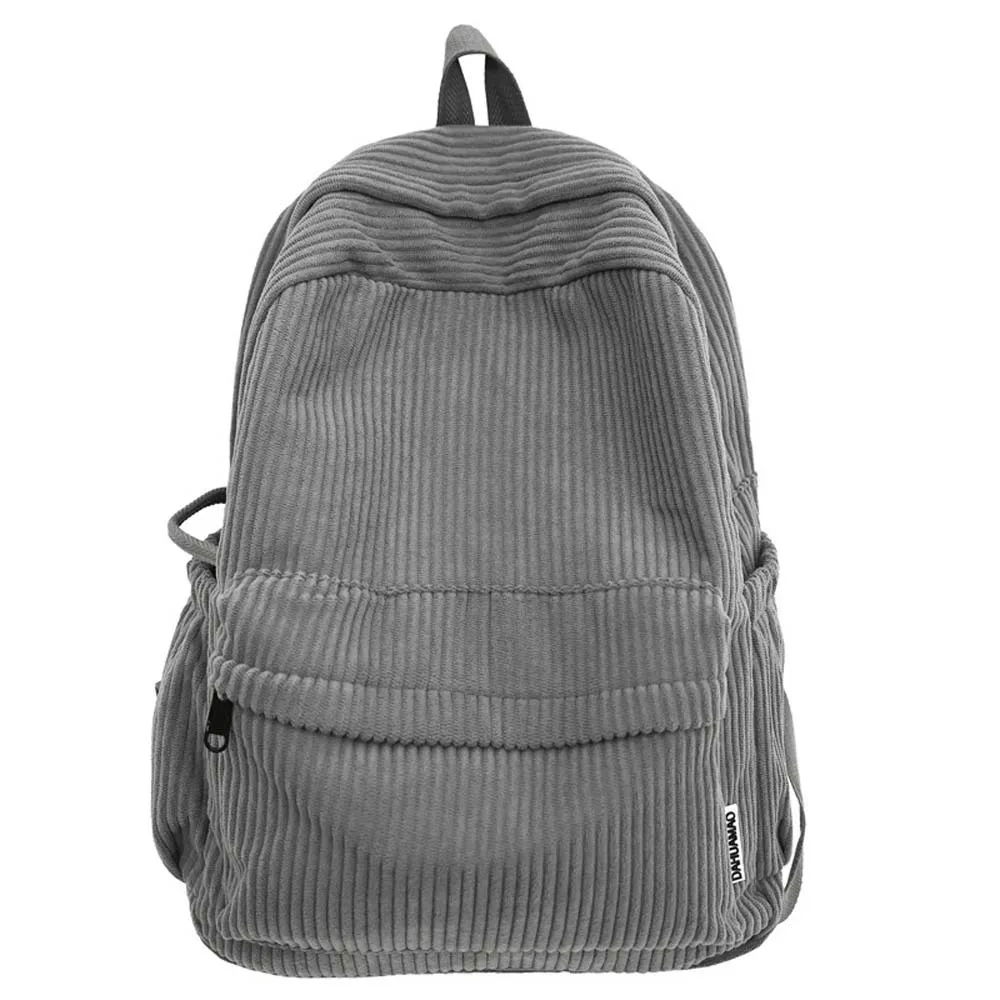 sac à dos léger en velours côtelé, grande capacité, portable, couleur unie, style japonais, réglable, décontracté, pour étudiants