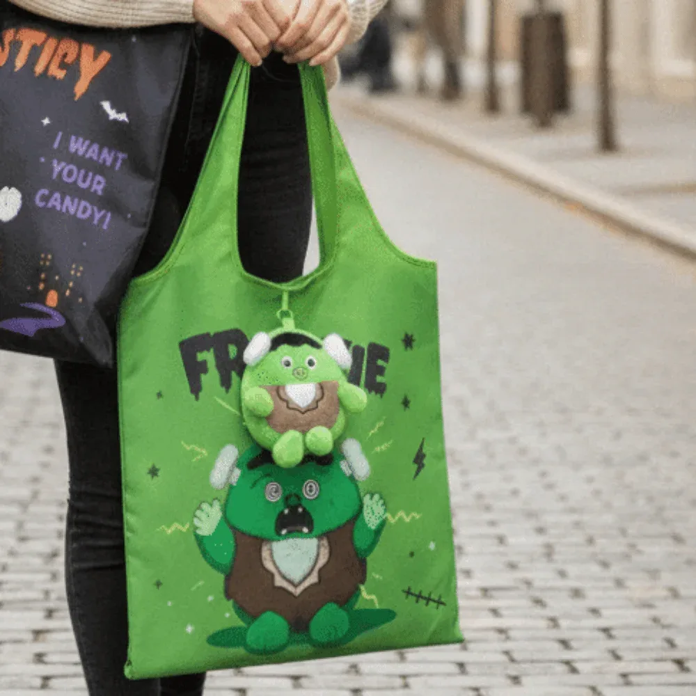 sac fourre-tout d'halloween de couleur unie, mini sac à main de dessin animé peu encombrant, pliable rapidement et ultra-léger