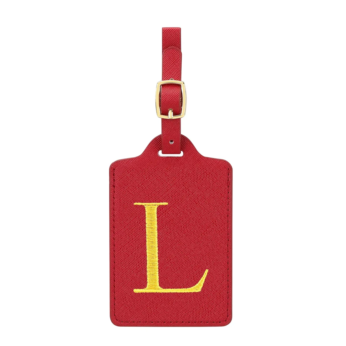 étiquettes de bagage miyin 26 lettres en cuir pu pour valises, protection de la vie privée, accessoires de voyage essentiels, rouge éclatant