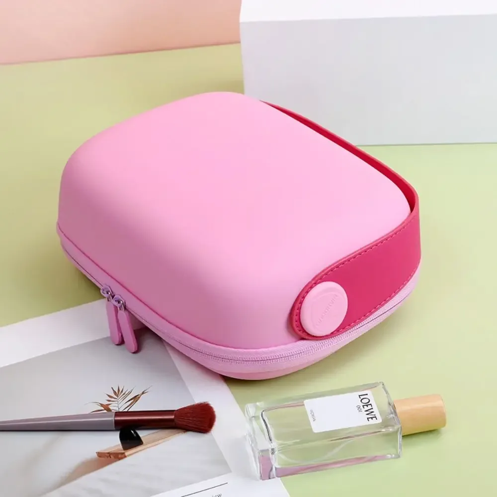 Trousse de maquillage imperméable en PU, sac cosmétique carré avec poignée, sac de rangement, couleur bonbon, grande capacité, pochette de maquillage pour femmes
