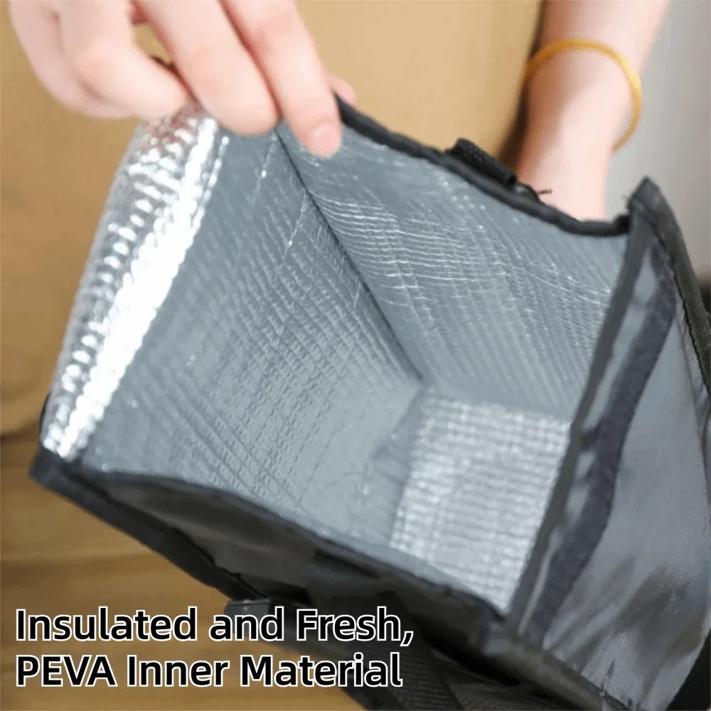 nouvelle sacoche isotherme grande capacité en film aluminium noir, sac à lunch épaissi pour garder les aliments au chaud