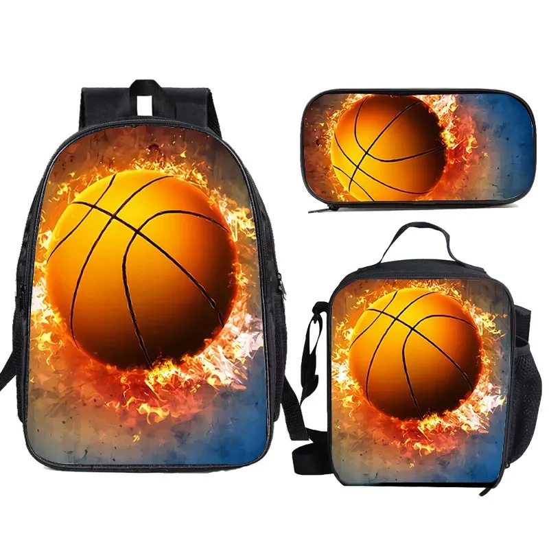 sac à dos de basket-ball simple de grande capacité pour élèves du primaire, sac à déjeuner de qualité 1-3, trousse à crayons, sac à dos pour enfants