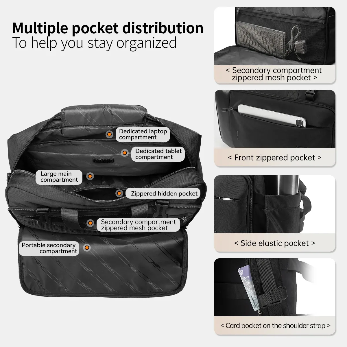 sac à dos de voyage tigernu pour hommes, sac à main pour ordinateur portable de 17 pouces, sac à bandoulière, sac de voyage 3 en 1, sacs d'école pour hommes, sac à dos