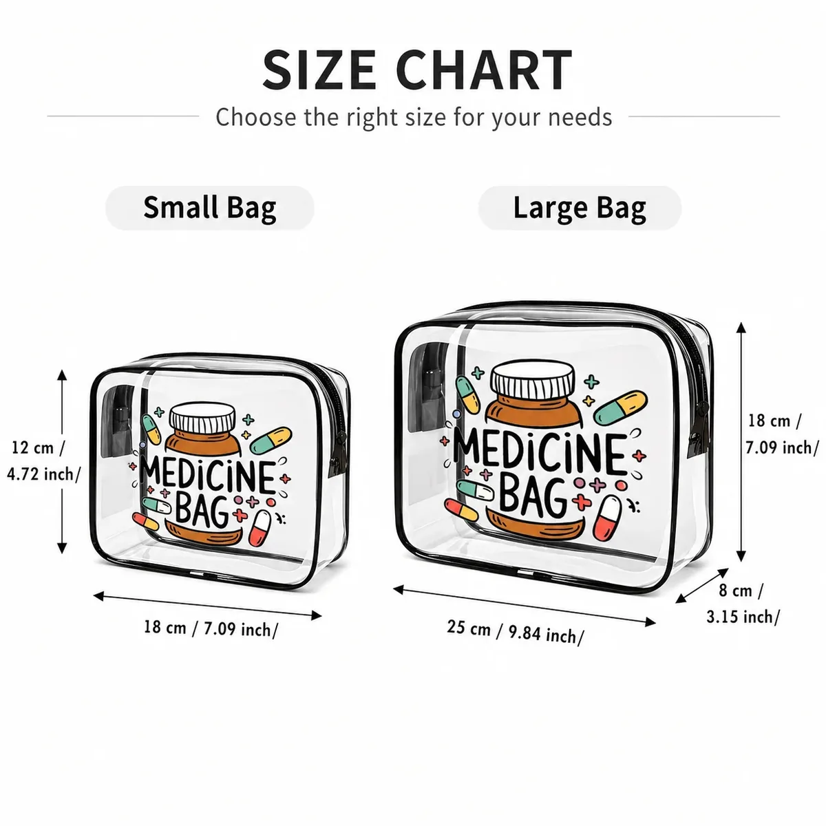 sac à médicaments transparent en pvc imperméable, sac de rangement pour médicaments de voyage, pilules de premiers secours, cosmétiques, articles de toilette, organisateur portable