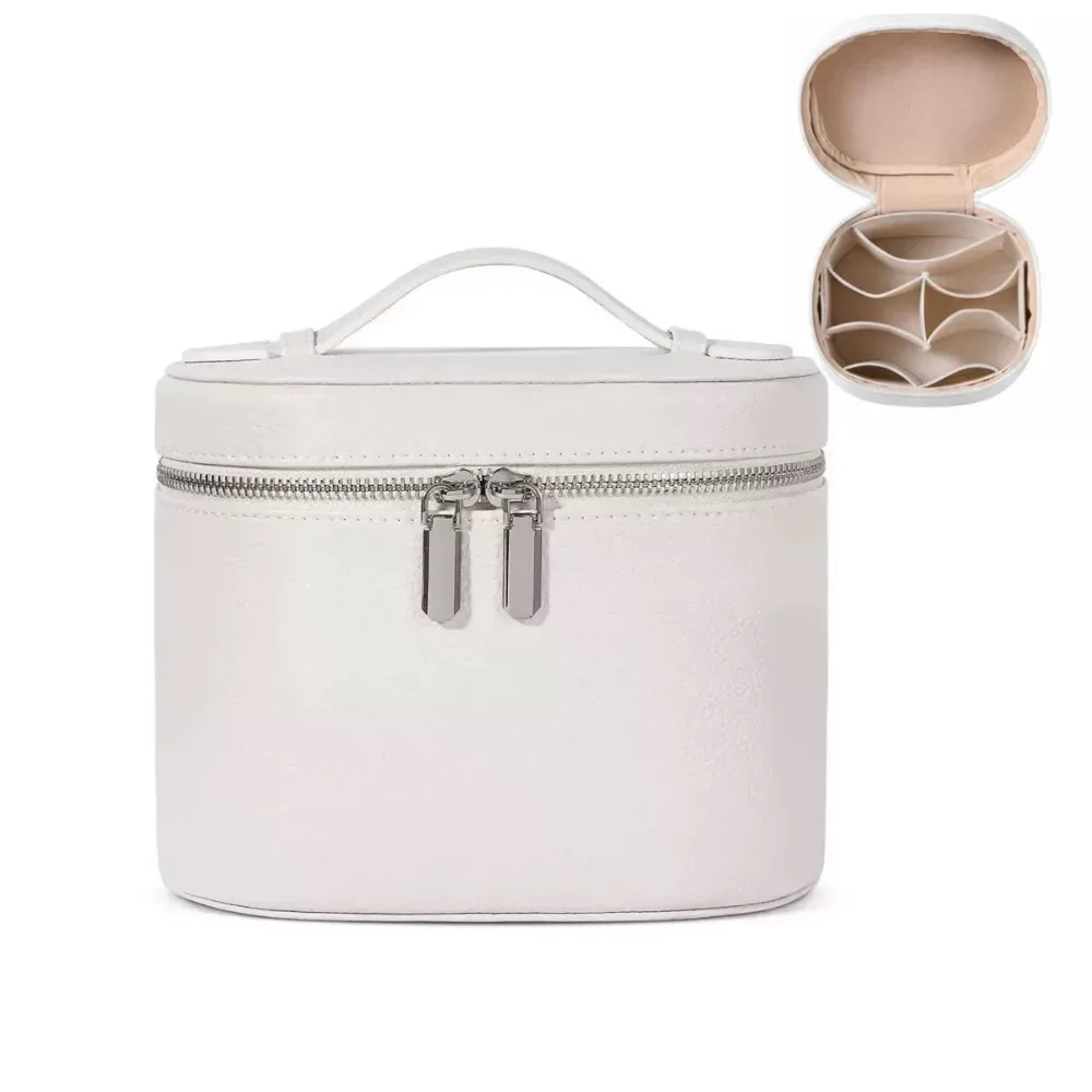 boîte à cosmétiques de grande capacité, boîte de rangement interne, sac de maquillage en cuir pu, fermeture à glissière étanche, sac organisateur de voyage, usage quotidien