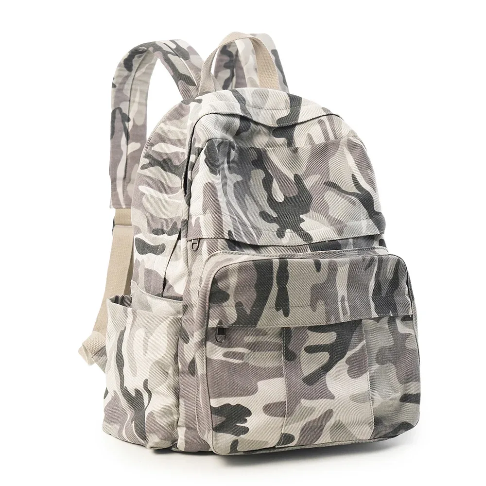 sac à dos en toile pour femmes, hommes et couples, unisexe, décontracté, imprimé léopard et camouflage, sac de voyage, sac à dos d'école, sac à bandoulière rétro