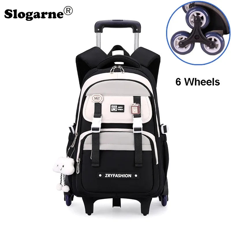 sac à dos roulant pour enfants, sac d'école étanche avec roulettes, chariot de collège, sac à dos à roulettes pour femmes
