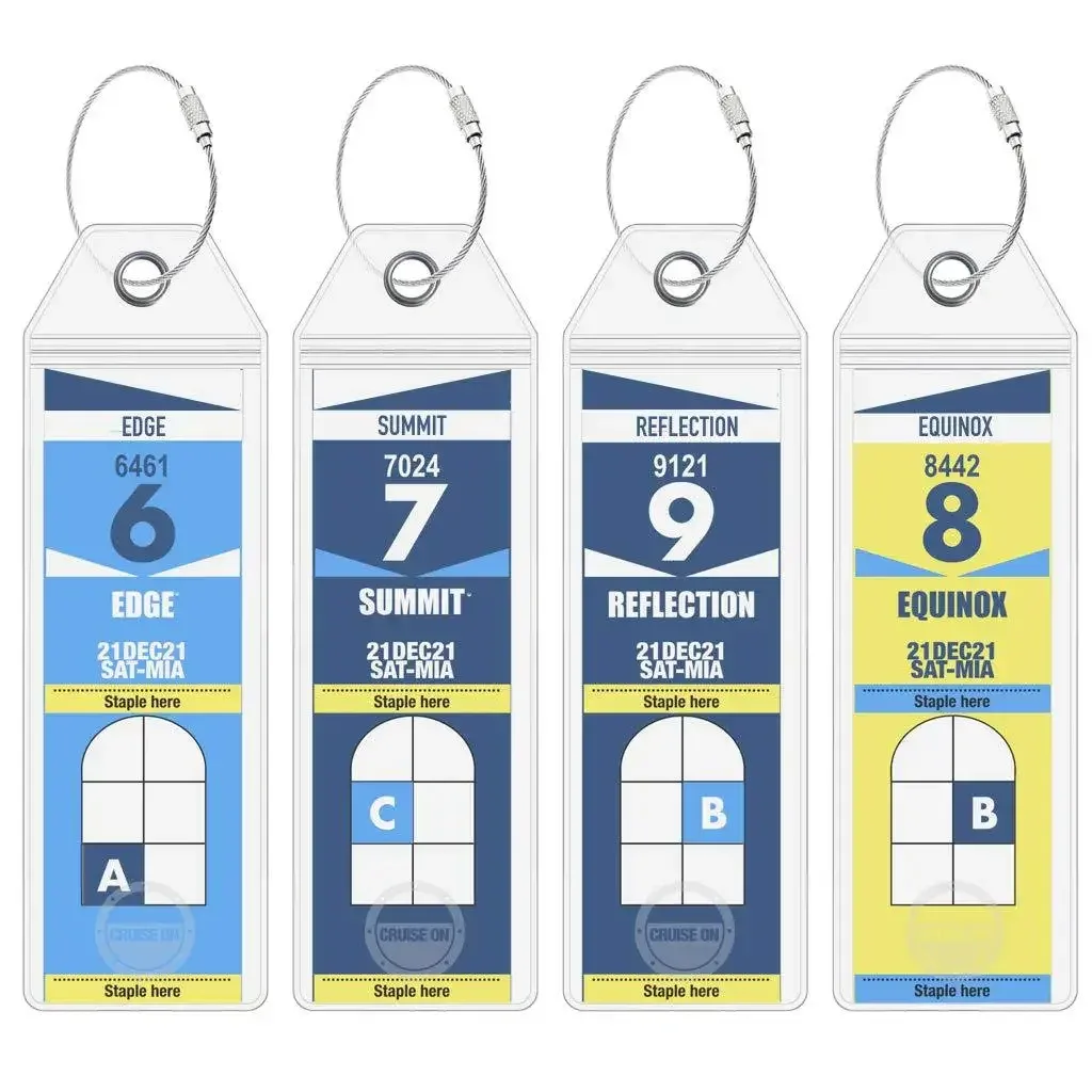 porte-étiquette de bagage en pvc épais, étanche, avec fermeture éclair et boucles en acier inoxydable pour les voyages en croisière royal caribbean