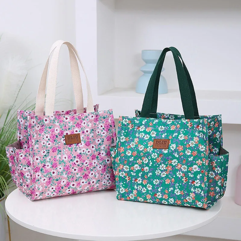 sac fourre-tout à la mode avec boîte à lunch zippée, sac à bento thermique, sac de transport à la main pour employés de bureau et mamans avec enfants