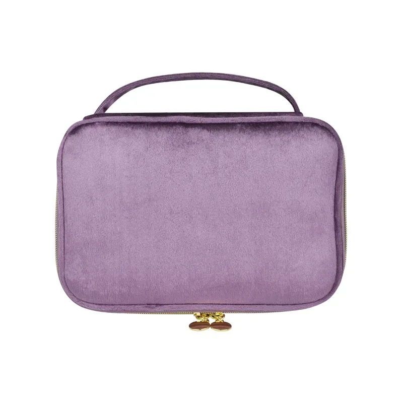 nouvelle trousse de maquillage en velours grande capacité, sac de rangement multifonctionnel portable pour voyage et toilette, pochette cosmétique en velours à main