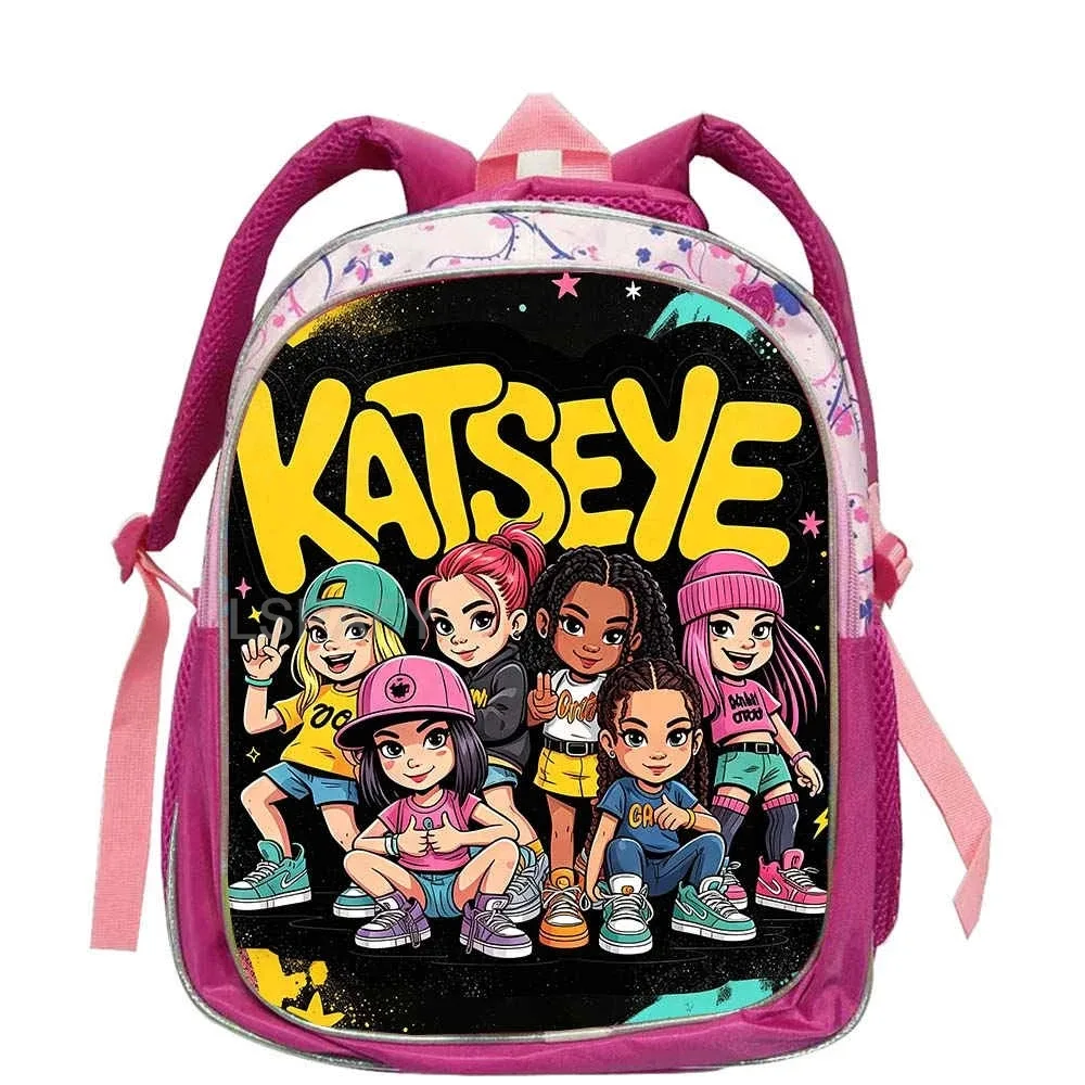 sacs à dos tendance katseye roses pour enfants, sacs d'école pour adolescentes et adolescents, sac à dos décontracté et tendance 12 pouces