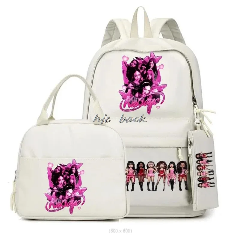 hot katseye drôle impression sacs à dos 3 pièces ensemble femmes ordinateur portable en nylon sacs d'école pour adolescentes garçons kawaii étudiants enfants