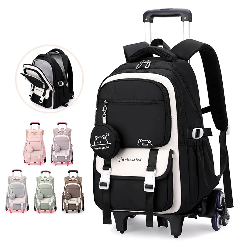 Sac à dos d'école pour enfants sac à roulettes sac à dos pour étudiants sac de livre sac d'école roulant pour filles sac à dos à roulettes pour enfants