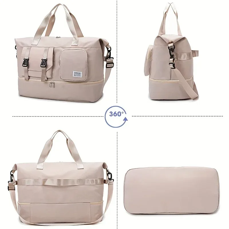 sac de voyage à grande capacité pour femmes, sac de week-end pour la nuit avec compartiment à chaussures, sac de sport avec poche étanche