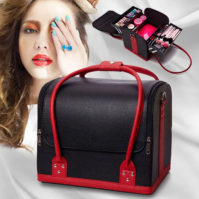 sacs à cosmétiques de grande capacité pour femmes, étui de maquillage, mode, étanche, multicouche, évalué, professionnel, sac de rangement cosmétique