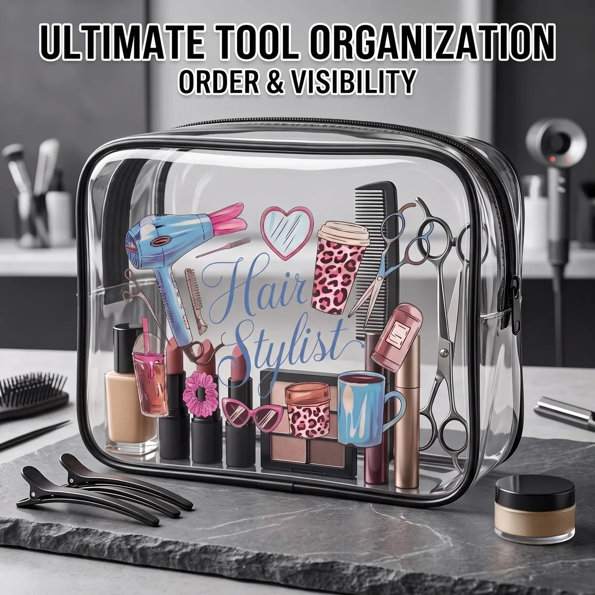 1 pièce Trousse de maquillage transparente, pochette de toilette de voyage, organiseur de toilette pour aéroport TSA et salle de sport, sac à cosmétiques zippé, cadeau pour femme