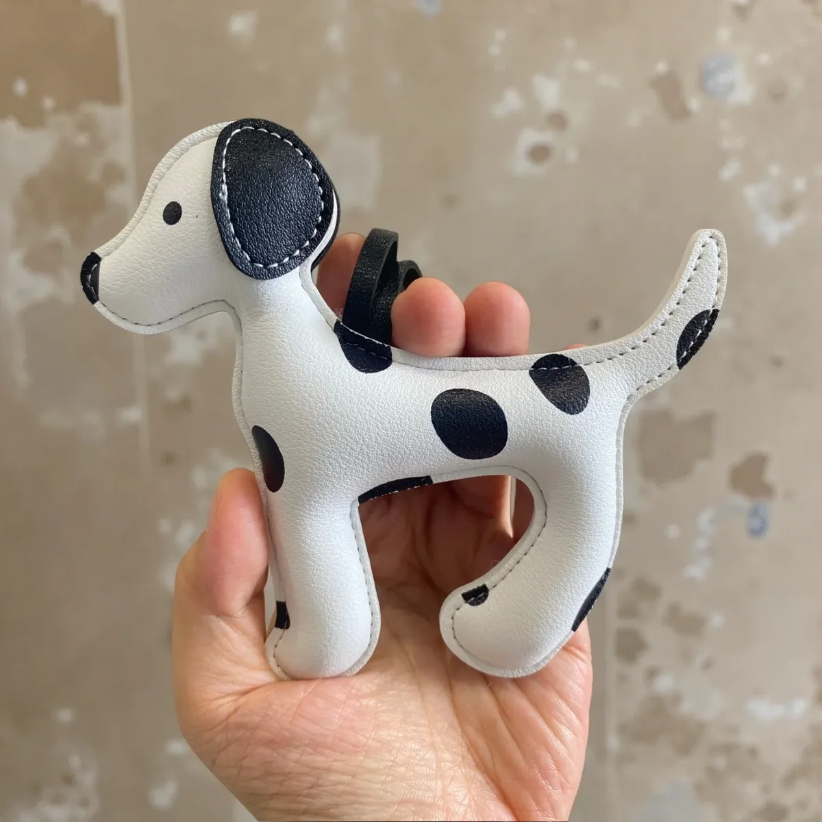 porte-clés en cuir pu dalmatien tacheté, grand breloque pour sac à main, sac à dos, cadeau pour les amoureux des chiens, cuir pu