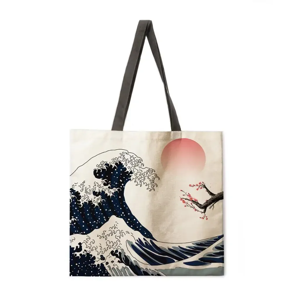 sac fourre-tout décontracté du mont fuji pour dames, sac à provisions pliable, sac de plage en plein air, sac initié au japon