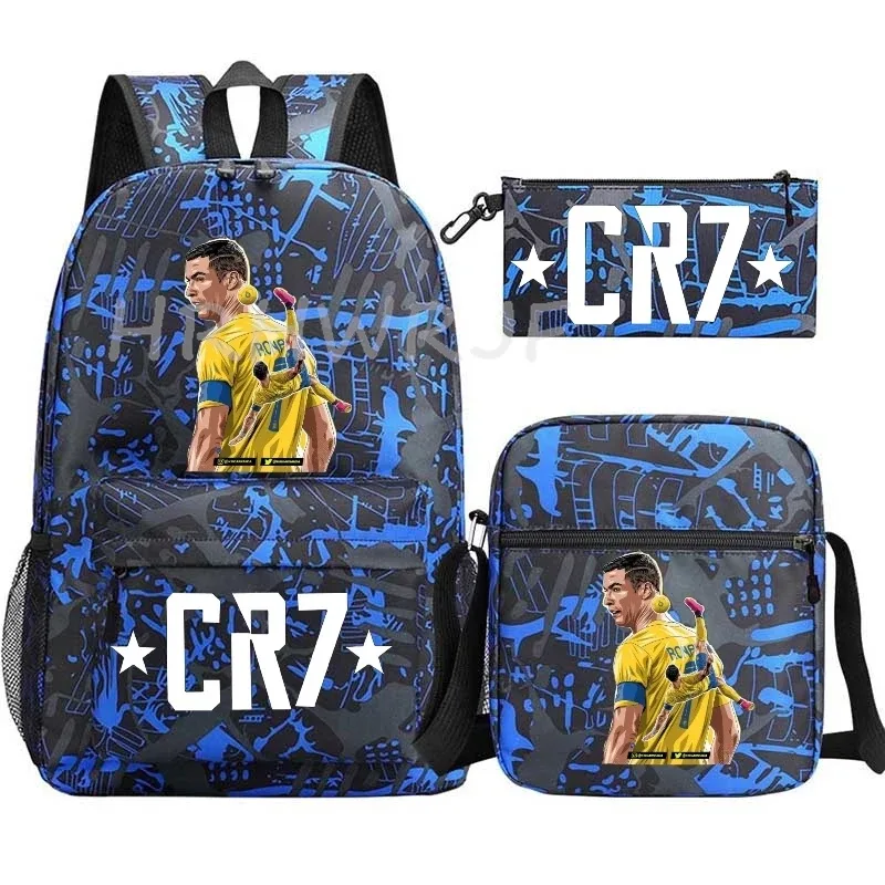 ensemble de sacs à dos imprimés sports cr7 pour adolescents, sacs d'école décontractés adaptés aux garçons et aux filles, mochilas de voyage légères