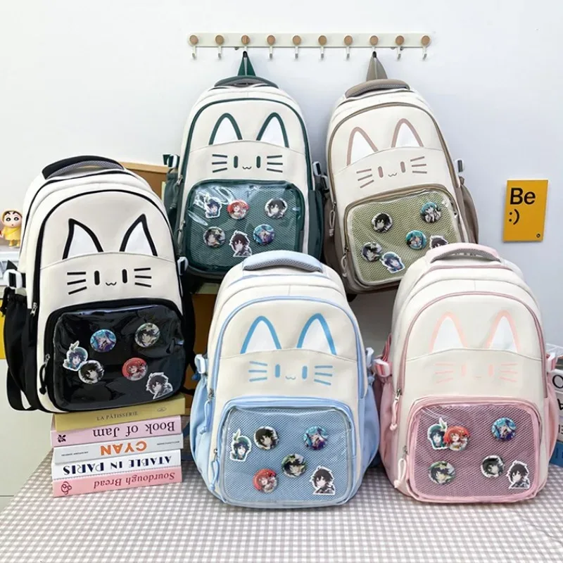 Haute capacité Ita Mochilas Mujer chat mignon pratique Mochila japon Style sac étudiant sac à dos spacieux sacs durables pour femme