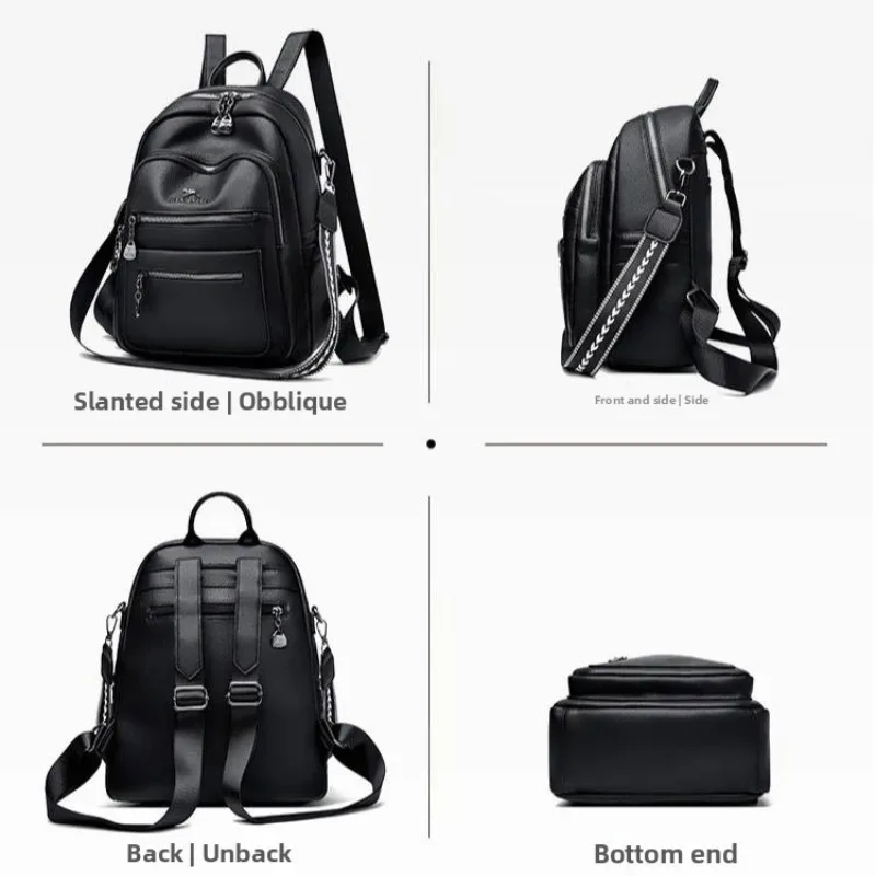 sac à dos en cuir véritable pour femmes, tendance, grande capacité, polyvalent, pour les déplacements quotidiens, les voyages, avec sangle réglable et fermeture éclair