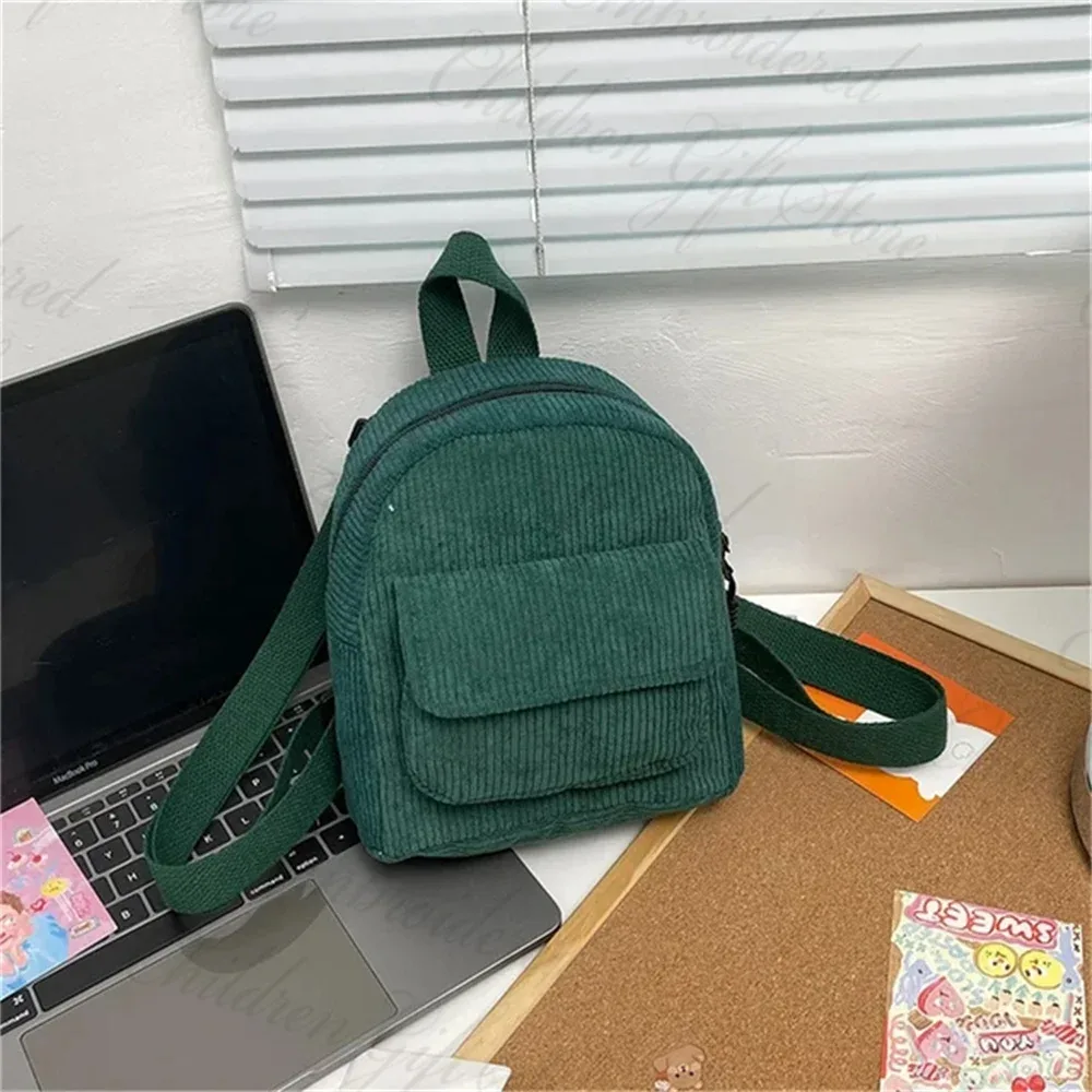 mini sac à dos en velours côtelé de couleur unie avec nom personnalisé pour filles, petit sac à dos personnalisé pour femmes, cadeau d'anniversaire