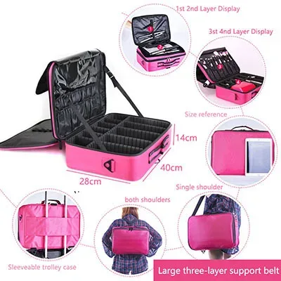étui à pinceaux de maquillage, sacs de maquillage, valise de maquillage professionnelle complète pour femmes, vanité maleta maquillaje, boîte de rangement d'outils pour ongles