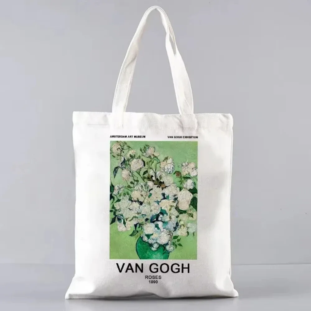 sac fourre-tout en toile inspiré de la peinture à l'huile d'artiste vincent van gogh, pour le shopping, le travail, l'école ou les voyages, sac à bandoulière écologique
