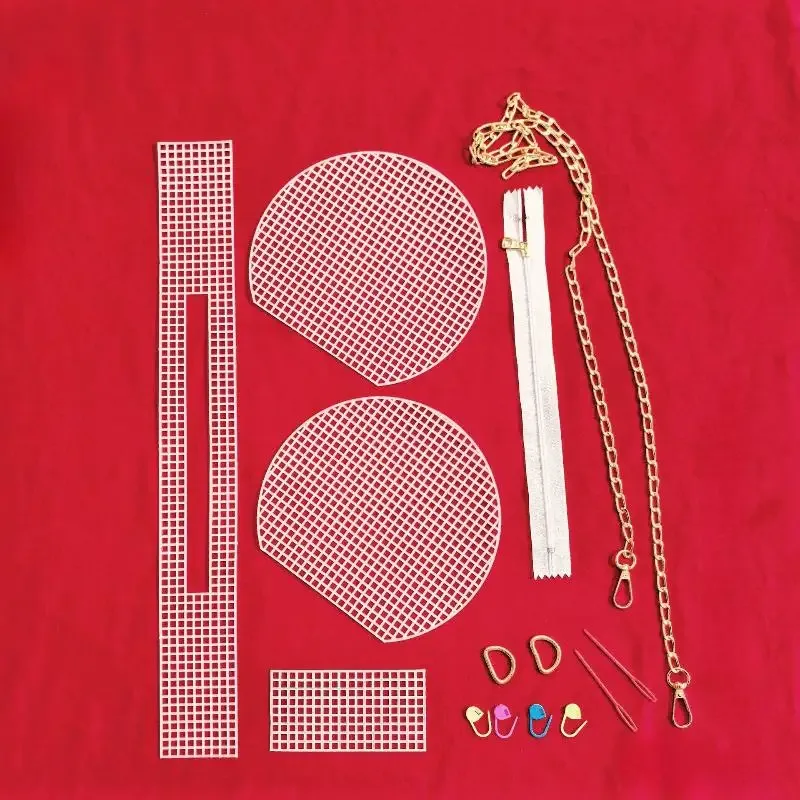 kit de sacs à tricoter au crochet, feuilles de toile en plastique, ensemble de rubans pour bricolage, sacs à bandoulière artisanaux, accessoires, outil avec tricot