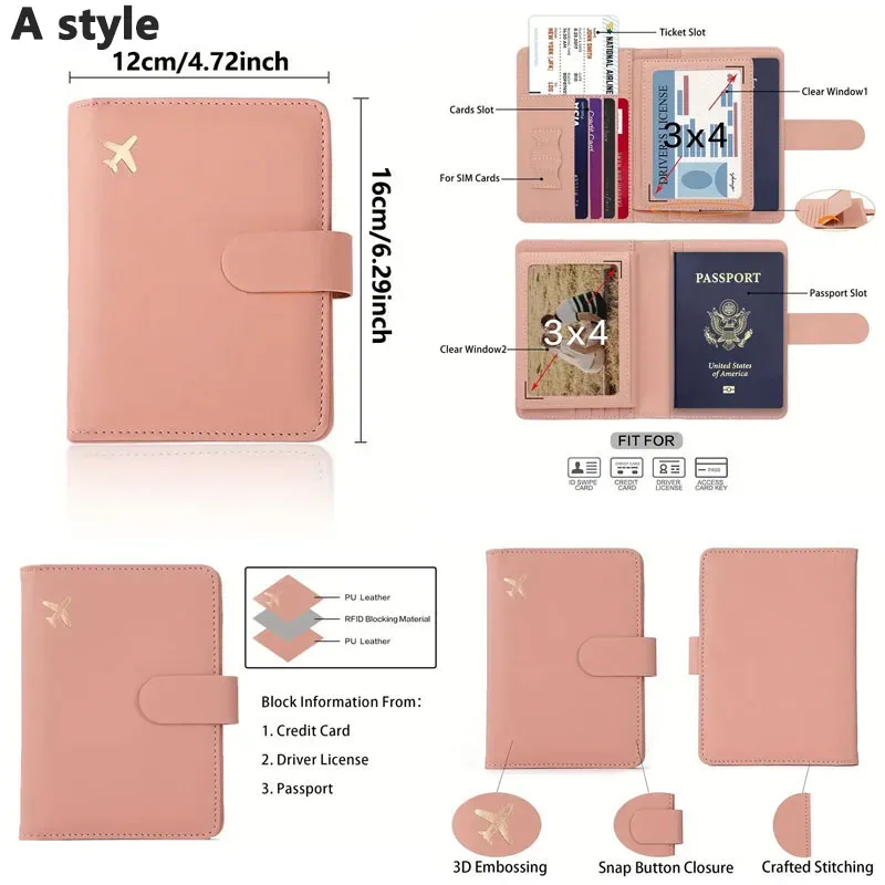 porte-passeport en cuir étanche avec blocage rfid, portefeuille de carte de crédit de voyage, livre de passeport pour femmes et hommes, couverture de passeport à boucle