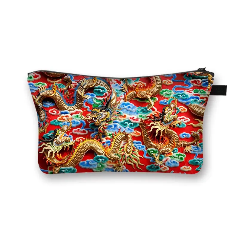 trousse à cosmétiques japonaise koi fish crane pour femmes, trousse de maquillage harajuku, sac de beauté pour filles, trousse de toilette cosmétique hip hop, dragon asiatique